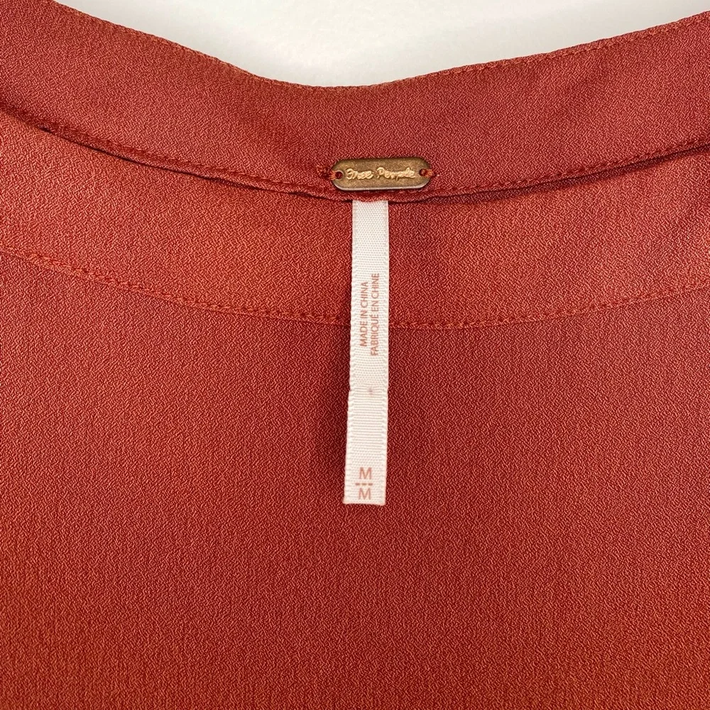 Free People Stars Aligned Bell Sleeve Crop Top Red Clay Size M